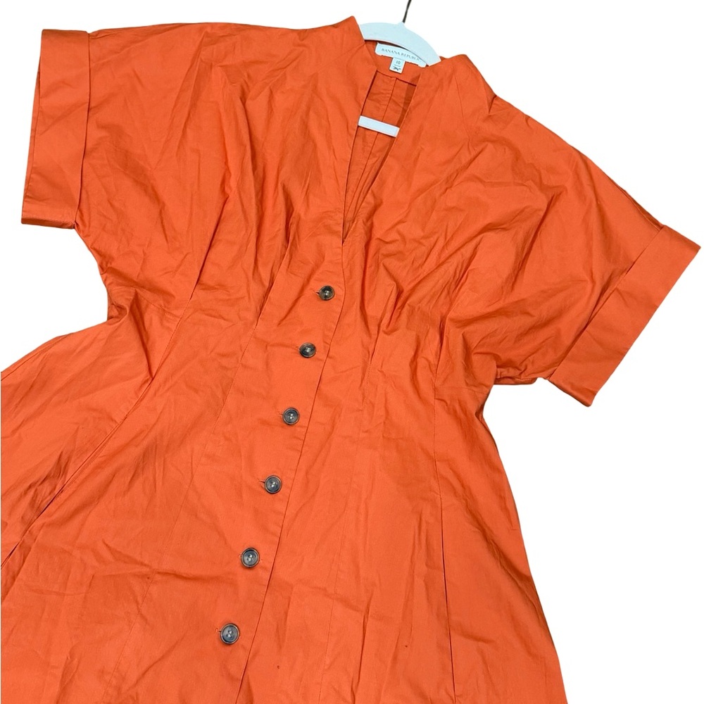 Banana‎ Republic Cotton Poplin Shirt Dress Sunset Orange Size 10 Petite - Picture 6 of 16